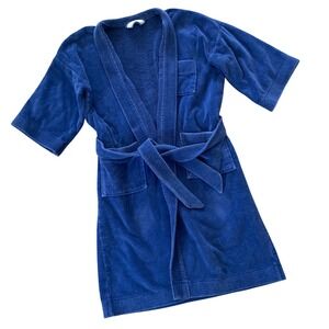 Vintage Bath Robe Terry Cloth Royal Blue Fieldcrest 100% cotton USA Heavyweight